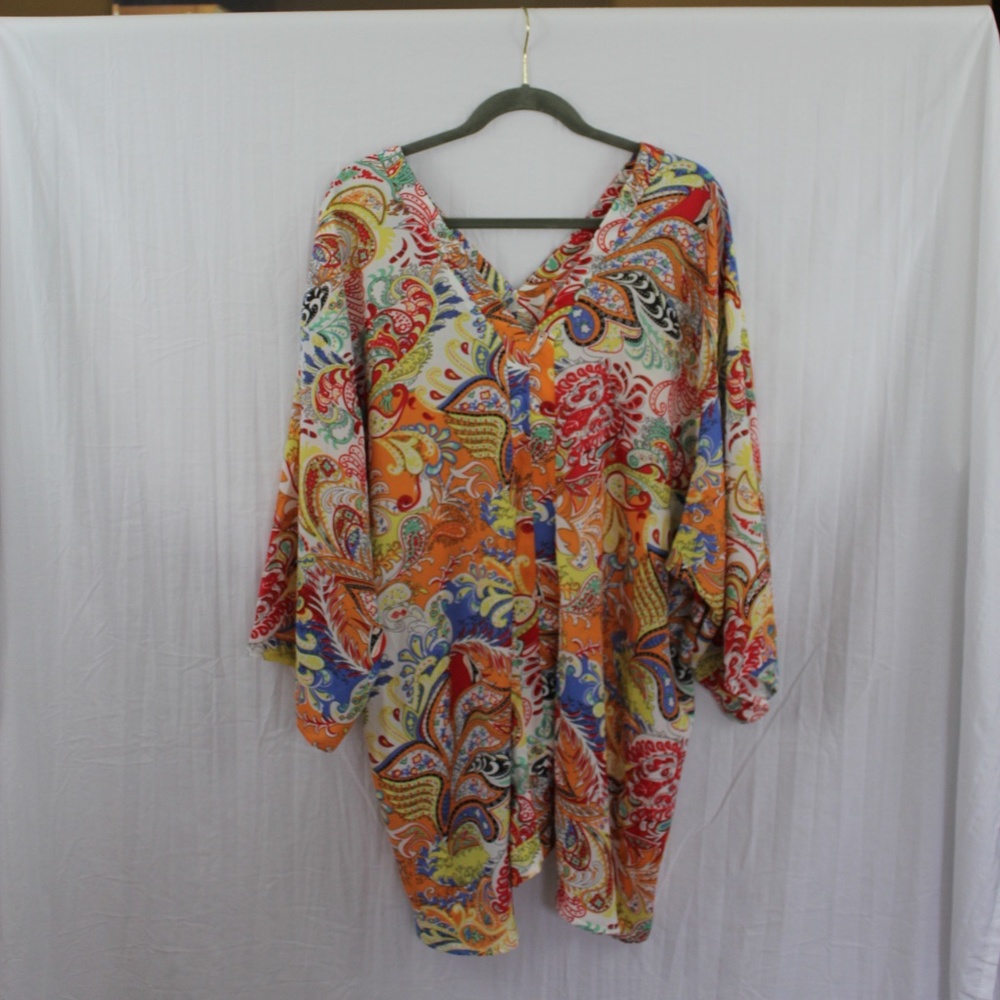 Paisley 3/4 Sleeve Flowy Top 3X